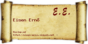 Eisen Ernő névjegykártya